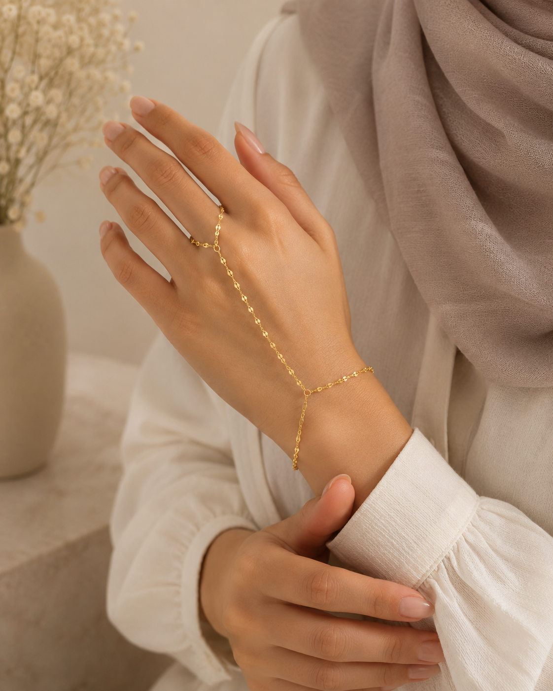 Amal Hand Chain Bracelet | 14K Gold-Plated