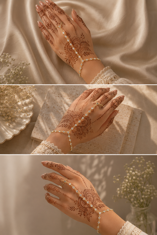 Layali Hand Chain Bracelet | 14K Gold-Plated with CZ Stones