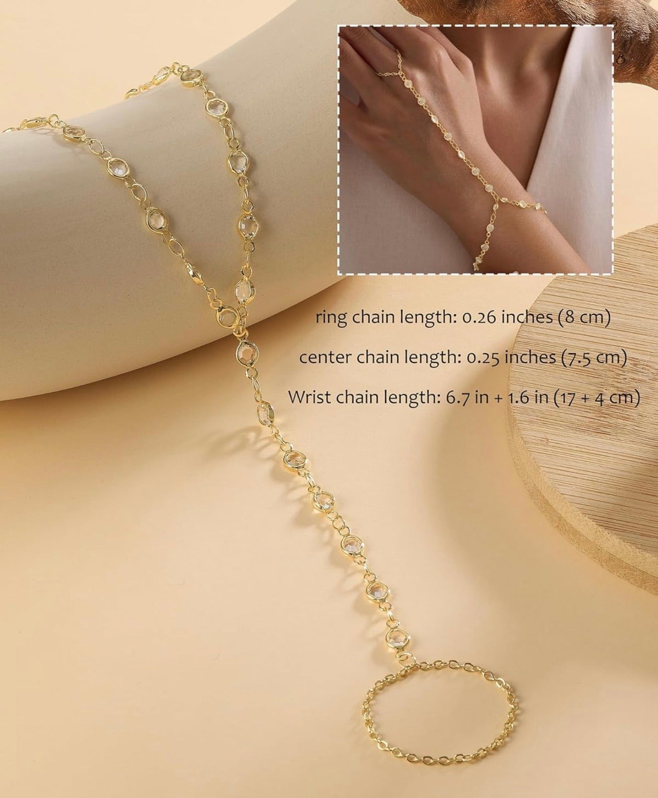 Layali Hand Chain Bracelet | 14K Gold-Plated with CZ Stones